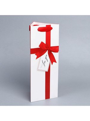 Пакет подарочный под бутылку, упаковка, «For You», 13 х 32 х 11 см