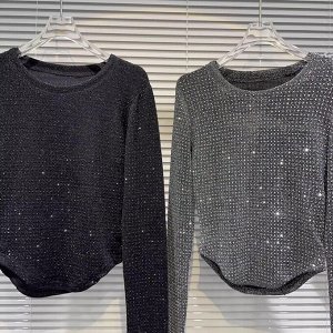 Лонгслив женский PLUS SIZE, со стразами