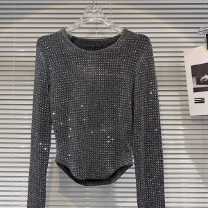 Лонгслив женский PLUS SIZE, со стразами