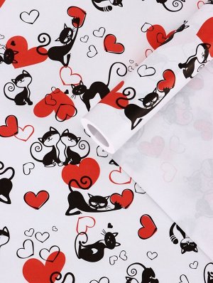Бумага упаковочная крафт белый «Ля Мур», черный/красный, 0.72x10±5% м, 60 г
