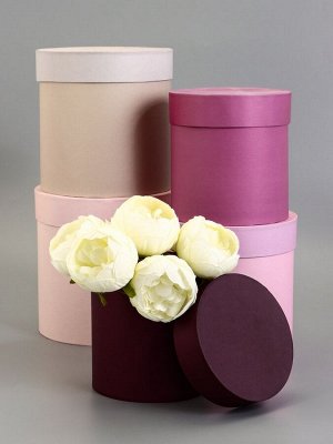 Набор круглых коробок 5 в 1" Лаванда", 20 х 20 - 15 х 15