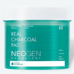 Пэды с древесным углём NeoGen Dermalogy Real Charcoal Pad, 60шт (150мл)
