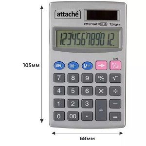 Калькулятор карманный Attache ATC-333-12P 12-ти разрядный серебристый