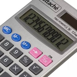 Калькулятор карманный Attache ATC-333-12P 12-ти разрядный серебристый