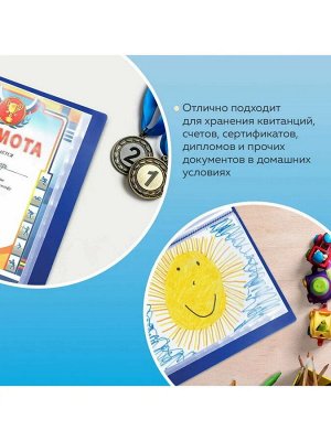 Папка для документов, 80 вкладышей формата А4, несъемных, «Стандарт» солидного синего цвета
