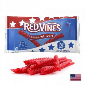 Red Vines Licorice Twists 397g - Американские лакричные палочки Ред вайнс. Клубника