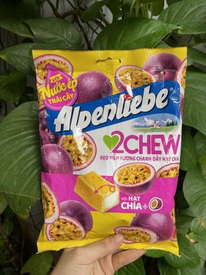 Alpenliebe 2 Chew Passionfruit 84g - Жевательные конфеты Альпенлибе с начинкой Маракуйя