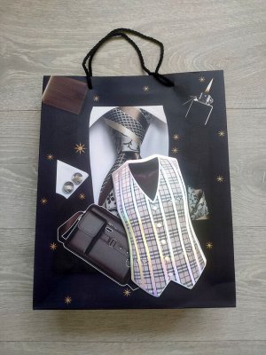 Пакет подарочный бумажный 32x26x10 см