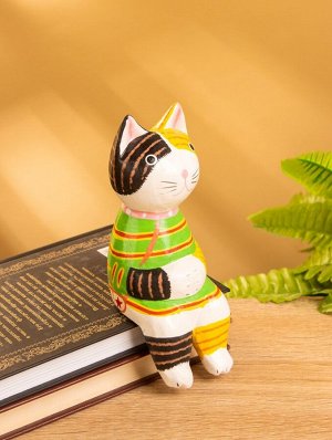 Сувенир «Кошка сидящая», 6x6x15 см, дерево, жёлтый
