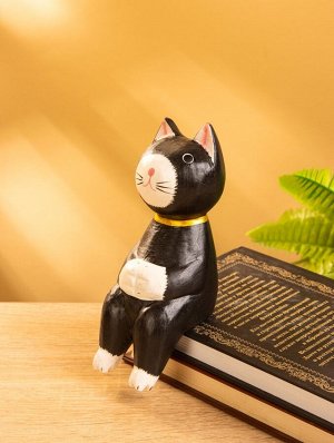 Сувенир «Кот сидячий», 5x6x15 см, дерево, чёрный