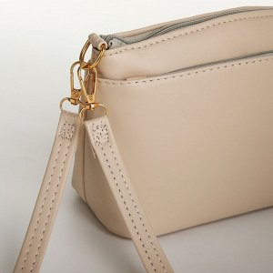 Сумка женская кросс-боди на молнии, 23x9x15 см, бежевая