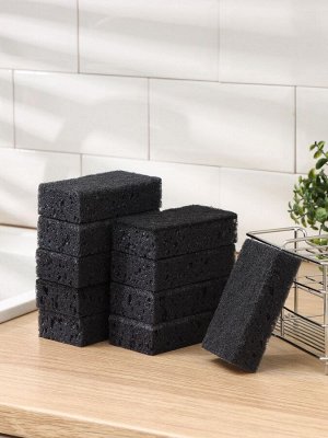 Губка для мытья посуды Black, 10 шт., 107x60x30 мм, крупнопористая