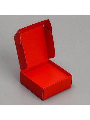 Коробка подарочная под бижутерию двухсторонняя, упаковка, «Красная», 7.5 х 7.5 х 3 см