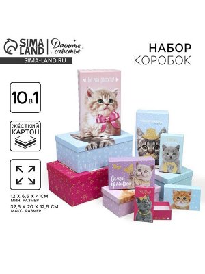 Набор коробок 10 в 1, упаковка подарочная, «Яркий», 12 х 7 х 4 - 32.5 х 20 х 12.5 см