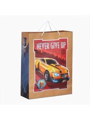Пакет подарочный крафт Happy Birthday, 40x31x11.5 см, Трансформеры