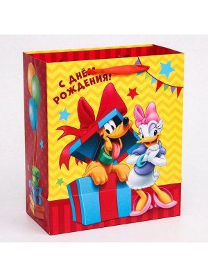 Пакет подарочный «С днём рождения!», 23x27x11.5 см, упаковка, Микки Маус