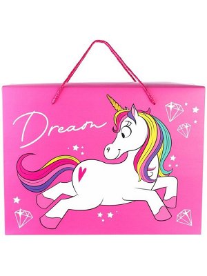 Пакет подарочный-коробка, 40x30x15 см Dream, упаковка, Минни Маус и Единорог