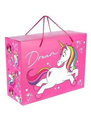Пакет подарочный-коробка, 40x30x15 см Dream, упаковка, Минни Маус и Единорог