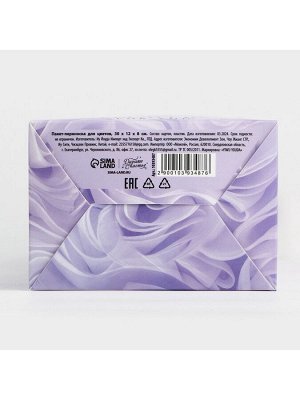 Пакет-переноска для цветов с пластиковым окном, Flowers, сиреневая, 30 х 12 х 8 см