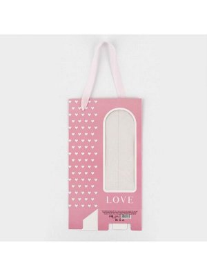 Пакет-переноска для цветов с пластиковым окном, Love, розовая, 30 х 12 х 8 см