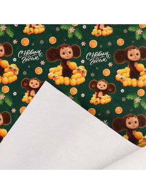 Бумага упаковочная «Новый год» 70x100 см, Чебурашка