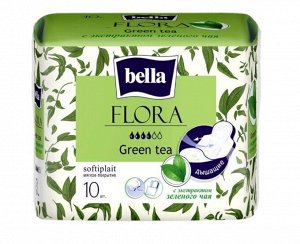 Bella прокладки женские FLORA Green tea с экстрактом Зеленого чая 10шт