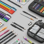 Канцелярия. Маркеры для скетчинга, гелевые ручки, пеналы и пр