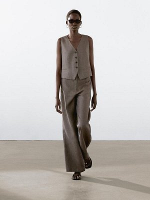 Massimo Dutti Обтягивающий жилет из чистого льна