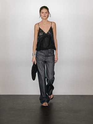Massimo Dutti Топ на бретелях в стиле нижнего белья с кружевом