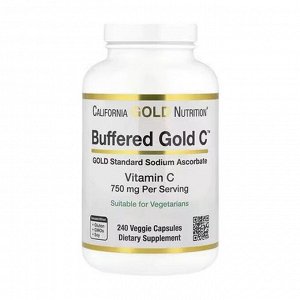 Витамин С California Gold Nutrition Buffered Gold C 750мг - 60 капс