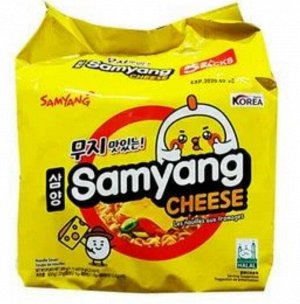 Лапша быстрого приготовления Samyang Cheese Hot Chicken Flavor Ramen со вкусом ветчины и 4 видами сыра, острая, 140 г