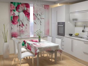 Комплект для кухни Розовые тюльпаны с бабочками