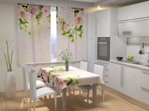Фотошторы для кухни Ассорти бежевых цветочков