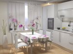 Фотошторы для кухни Белые тюльпаны