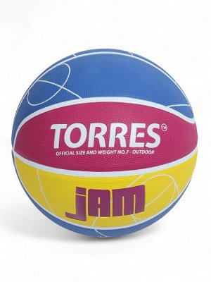 Баскетбольный мяч TORRES Jam, B02312, клееный, 8 панелей, резина, бутиловая камера