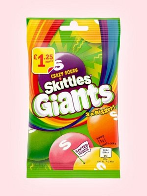 Гигантские кислые драже со вкусом фруктов Skittles Giants Скитлс 116 гр