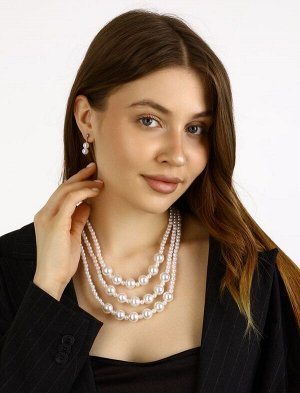Набор 2 предмета: серьги, бусы «Нежность», цвет белый, 50 см