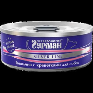 Четвероногий Гурман Silver конс 100г для собак Говядина Креветки Желе