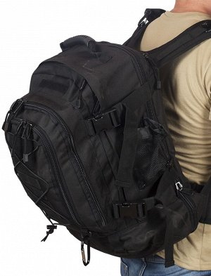 Черный тактический рюкзак с отделением для гидратора 3-Day Expandable (40-60 л)Backpack Black - Универсальная модель для всех, отправляющихся на природу на несколько дней. Основное отделение тактическ