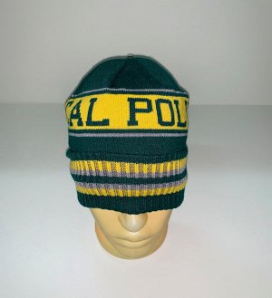 Желто-зеленая стильная шапка  №3985