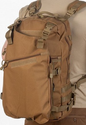 Рейдовый рюкзак хаки-песочный (15-20 л) (CH-070) №32 - Широкие плечевые лямки оснащены мягкими вставками для равномерного распределения нагрузки. Материал не маркий, устойчив к длительной эксплуатации
