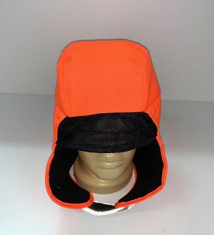 Шапка Оранжевая шапка со светоотражающими полосками  №1592