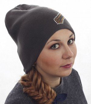 Шапка Популярная женская шапка с эффектной аппликацией №1509 ОСТАТКИ СЛАДКИ!!!!