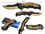 Нож с драконом Dark Side Blades Spring Assisted DS-A058 Gold (США) (Уникальный шанс купить редкий дизайнерский нож от производителя. Ограниченное количество по входящей цене!) №1099
