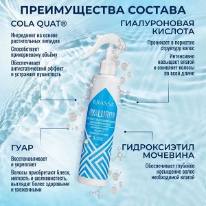 KRASSA Professional Hyaluron Спрей-уход с гиалуроновой кислотой для увлажнения волос, 250 мл