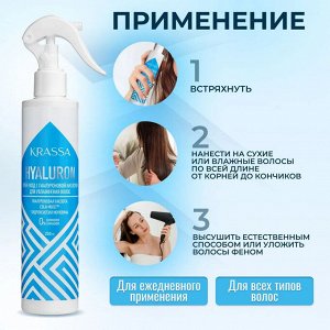 KRASSA Professional Hyaluron Спрей-уход с гиалуроновой кислотой для увлажнения волос, 250 мл