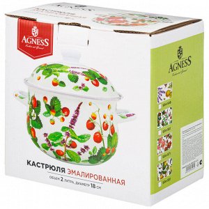 Эмалированная кастрюля с крышкой "Прованс Лимоны", 2.0 л, 18x11 см - Идеальный выбор для вашей кухни!, 1 шт.