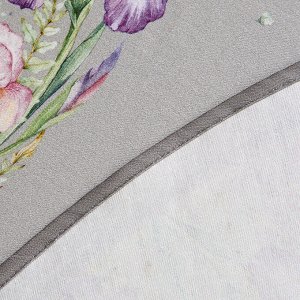 Элегантная круглая скатерть "Ирисы" - 150 см, Серый твил, 100% хлопок с защитной пропиткой, 1 шт.