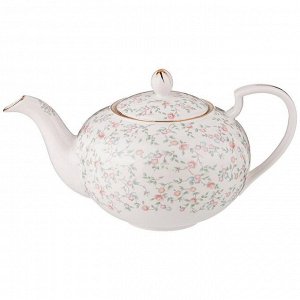 Фарфоровый чайник Lefard Fabien 1160 мл с рельефным орнаментом и золотой окантовкой, 1 шт.