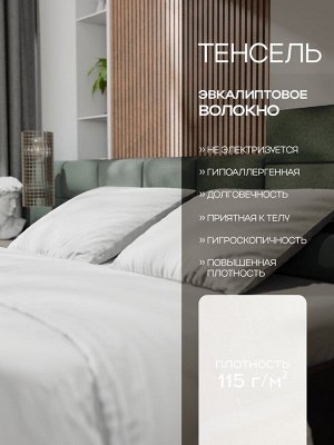 Постельное бельё Этель Евро Tencel 200*220см, 230*245см, 50*70см-2шт, цвет белый